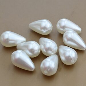 Akryyli helmiäinen 16x10mm valkoinen, reikä 1mm,  1 kpl