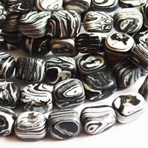 Sebra Jaspis sünteetiline 12-15x8-12mm, värvitud, ava 1,5mm, must-valge, 4 tk