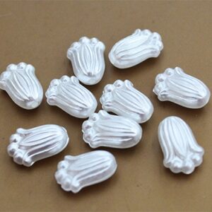 Akryyli helmiäinen 12x8x5mm valkoinen, reikä 1mm,  10 kpl