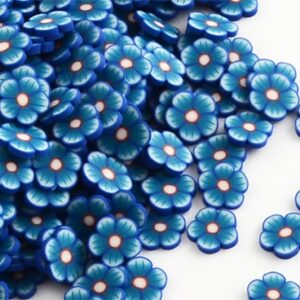 Fimo koristeet 5-6x1mm, siniset kukat,  30 kpl
