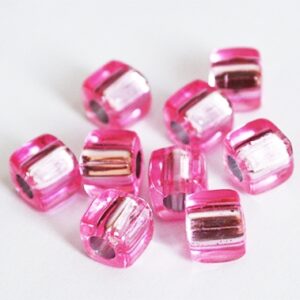 Akrüülhelmes 7,5x8mm hõbedane sisu, läbipaistev roosa, 12 tk