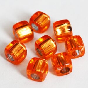 Akrüülhelmes 7,5x8mm hõbedane sisu, läbipaistev oranž, 12 tk