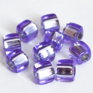 Akrüülhelmes 7,5x8mm hõbedane sisu, läbipaistev lilla, 12 tk