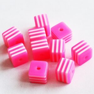 Kunstvaigust kandiline helmes 8mm roosa-valge, ava 1,5mm, 10 tk