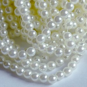 Akryyli helmiäinen 6mm pyöreä,valkoinen, reikä 1mm, 10 kpl
