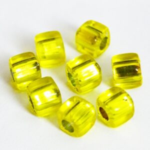 Akrüülhelmes 7,5x8mm hõbedane sisu, läbipaistev kollane, 12 tk