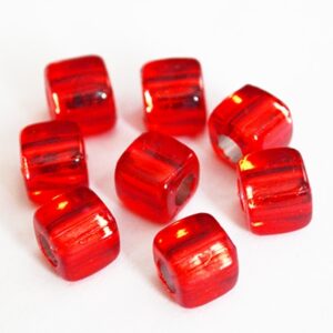 Akrüülhelmes 7,5x8mm hõbedane sisu, läbipaistev punane, 12 tk
