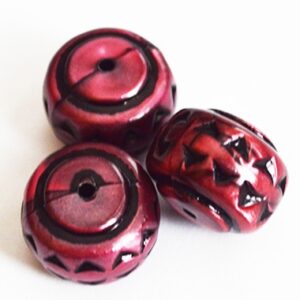 Akrüülhelmes rondell 17x13mm, lillakaspunane metallikvärv, ava 1,5mm, 3 tk