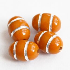 Akrüülhelmes  13x8mm, pruun-hõbe, ava 1mm, 6 tk