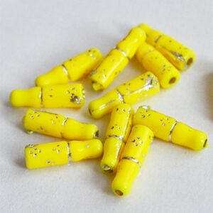 Akrüülhelmes  12x3mm, kollane-hõbe, ava 1mm, 15 tk