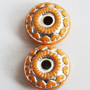 Akrüülhelmes rondell 18x7mm, beežikasoranž hõbedane, ava 3mm, 2 tk