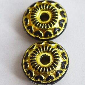 Akrüülhelmes rondell 18x7mm, must-kuldne, ava 3mm, 2 tk