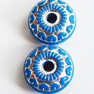 Akrüülhelmes rondell 18x7mm, sinine-hõbedane, ava 3mm, 2 tk