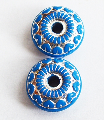 Akrüülhelmes rondell 18x7mm, sinine-hõbedane, ava 3mm, 2 tk