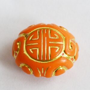 Akrüülhelmes  22x18mm, oranž-kuldne, ava 2mm, 3 tk