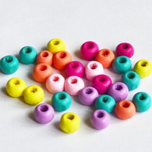 Puuhelmes 6x5mm, ava 2mm, erinevad värvid, 50 tk