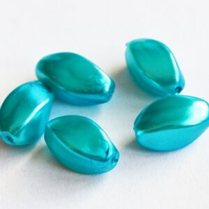 Akrüülpärl  8-12x5-6mm, türkiissinine, ava 0.8mm, 9 tk