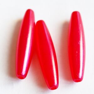 Akrüülpärl  27x6mm, punane, ava 1mm, 6 tk