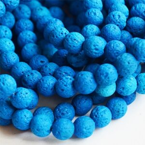 Laavakivi 8mm looduslik, värvitud, sinine, ava 1mm, 1 tk