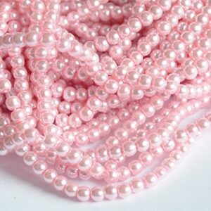 Klaaspärl 4mm roosa, ava 1mm, 10 tk