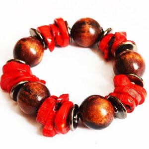 Akrüülist-puidust käevõru, helmed 18x08mm, punane-pruun,  1 tk   Ei saa saata maksikirjaga