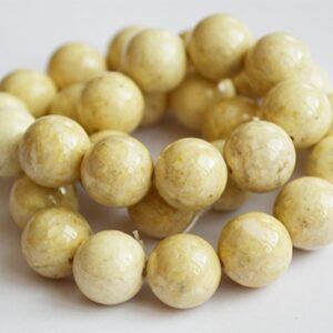 Marmor ümar helmes 12mm, looduslik, värvitud helekollane, ava 1mm,  1 tk