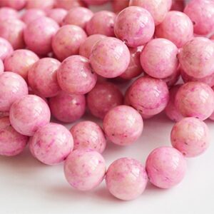 Marmor ümar helmes 12mm, looduslik, värvitud roosa, ava 1mm,  1 tk