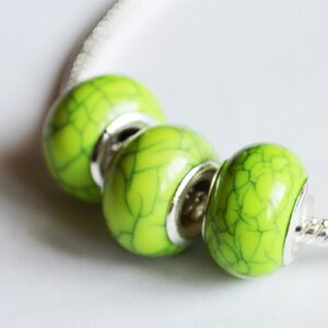 Pandoora stiilis kunstvaigust helmes 14x9,5mm, ava 5mm, roheline,  1 tk
