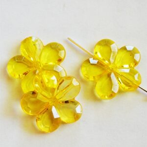 Akrüülhelmes Lill 20mm kollane läbipaistev, ava 1,5mm, 1 tk