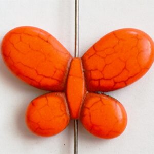 Türkiis, sünteetiline, Liblikas 24x35x6mm, värvitud, oranž, ava 1mm, 1 tk