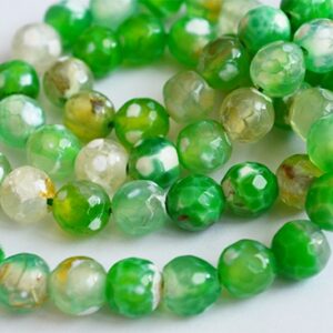 Ahhaat 8mm lihvitud looduslik värvitud, roheline-valge, 12 tk