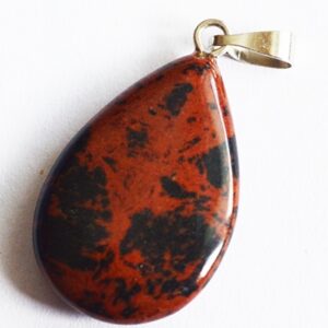 Obsidian tilgakujuline ripats 28x17x5mm, looduslik, 1 tk