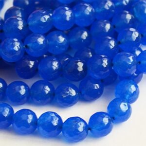Jadeiit 8mm ümar, looduslik, lihvitud, värvitud sinine, ava 1mm,  1 tk