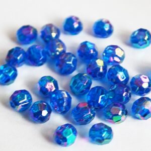 Akrüülhelmes 6mm ümar, sinine, lihvitud, AB läige,  30 tk