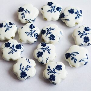 Portselanhelmes 14x15x6mm siniselilleline, ava 3mm, 1 tk