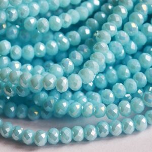 Lihvitud rondell 4x3mm, helesinine, ava 1mm, 10 tk