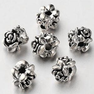 Antiikkipatina  kukkahelmi 7x6mm, reikä 2mm,  1 kpl