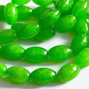 Jadeiit ovaalne helmes 12x8mm, looduslik, värvitud roheline, ava 1mm, 6 tk