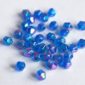 Akryylibicone 4mm sininen, sateenkaari kiilto, 100 kpl