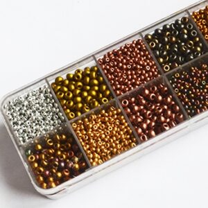 Preciosa seemnehelmed mix, 12 erinevat metallik kulla-hõbeda-ponksi-vase tooni, suurused 9/0, 8/0, 7/0, 6/0, 1 karp (204 gr.) Ei saa saata maksikirjadega