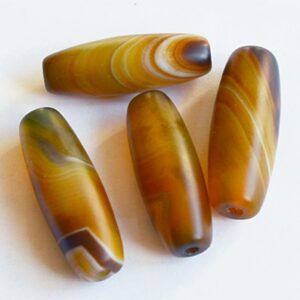 Агат 29~31x5~12мм, натуральный, окрашенный, матовый, отверстие 2мм, 4 шт.
