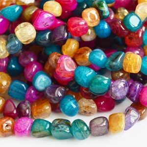 Akaatti   5-11x4-10mm kivihelmi, värjätty mix,  aukon koko 1mm, pakkauksessa 1 nauha - 40-47 kpl.