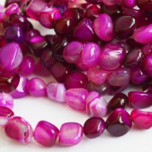 Akaatti   3-15x7-15mm kivihelmi, värjätty pinkki,  aukon koko 1mm, pakkauksessa 1 nauha - 34-36 kpl.