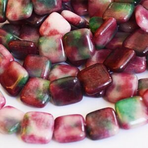 Malaisia Jadeiit 15x15x5mm looduslik, värvitud, ava 1mm,  pakis 4 tk.