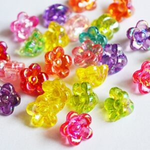 Akrüülhelmes Lill 10x10mm, ava 1,8mm, läbipaistev värviline, pakis 20 tk
