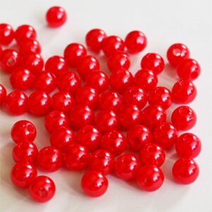 Plastikpärl 6mm punane, ava 1mm, pakis 50 tk