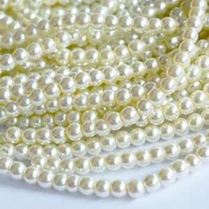 Klaaspärl 4mm kreemikasvalge, ava 0,8mm, pakis 10 tk