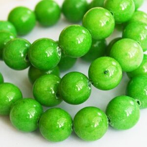 Jadeiit 10mm looduslik, värvitud roheline, ava 1 mm, 10 tk