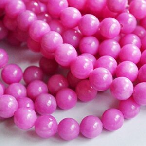 Jadeiit 8mm looduslik kivi, värvitud tumeroosa, ava 1mm, pakis 10 tk