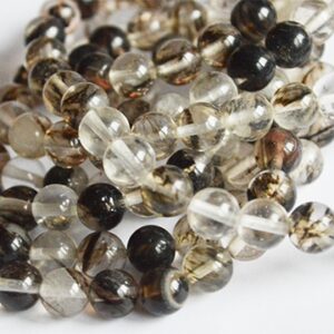Watermelon Stone (Arbuusi kivi) imitatsioon, klaasist helmed 8mm, läbipaistev mustakirju, ava 1mm, pakis 10 tk